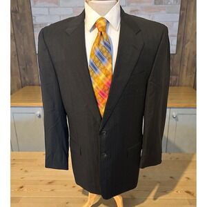 Hickey Freeman x Loro Piana  Men's‎ Blazer Jacket 42L Tasmanian Wool Gray Stripe